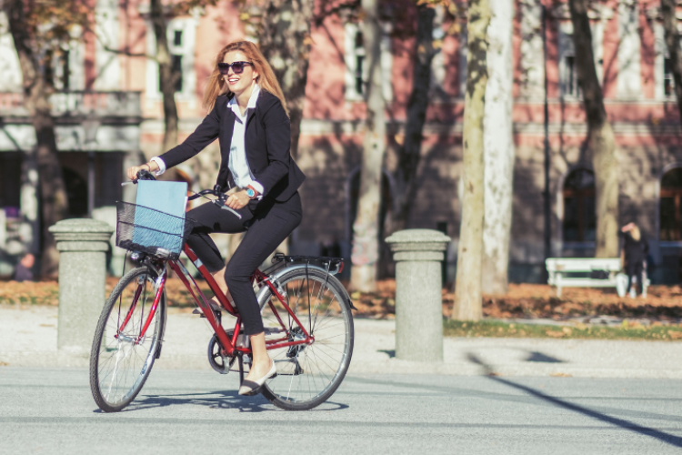 Woman riding bicycle