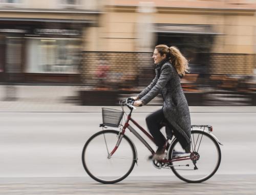 Woman riding bicycle