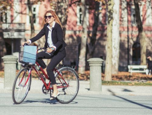 Woman riding bicycle